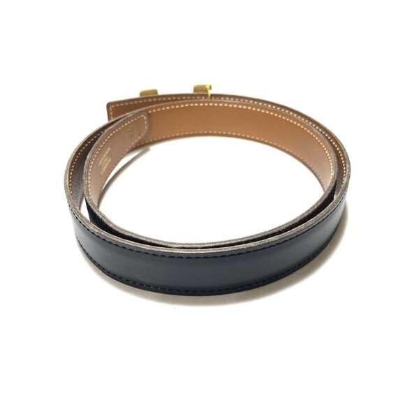 Auth HERMES H Belt - Black Box Calf Square A Belt - Picture 2 of 5